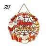 Poplar Wood Decor Christmas Door Sign, Double Sided Hanging Wooden Plaque for Front Door, Rustic Holiday Wall Decoration Indoor Outdoor Seasonal Party