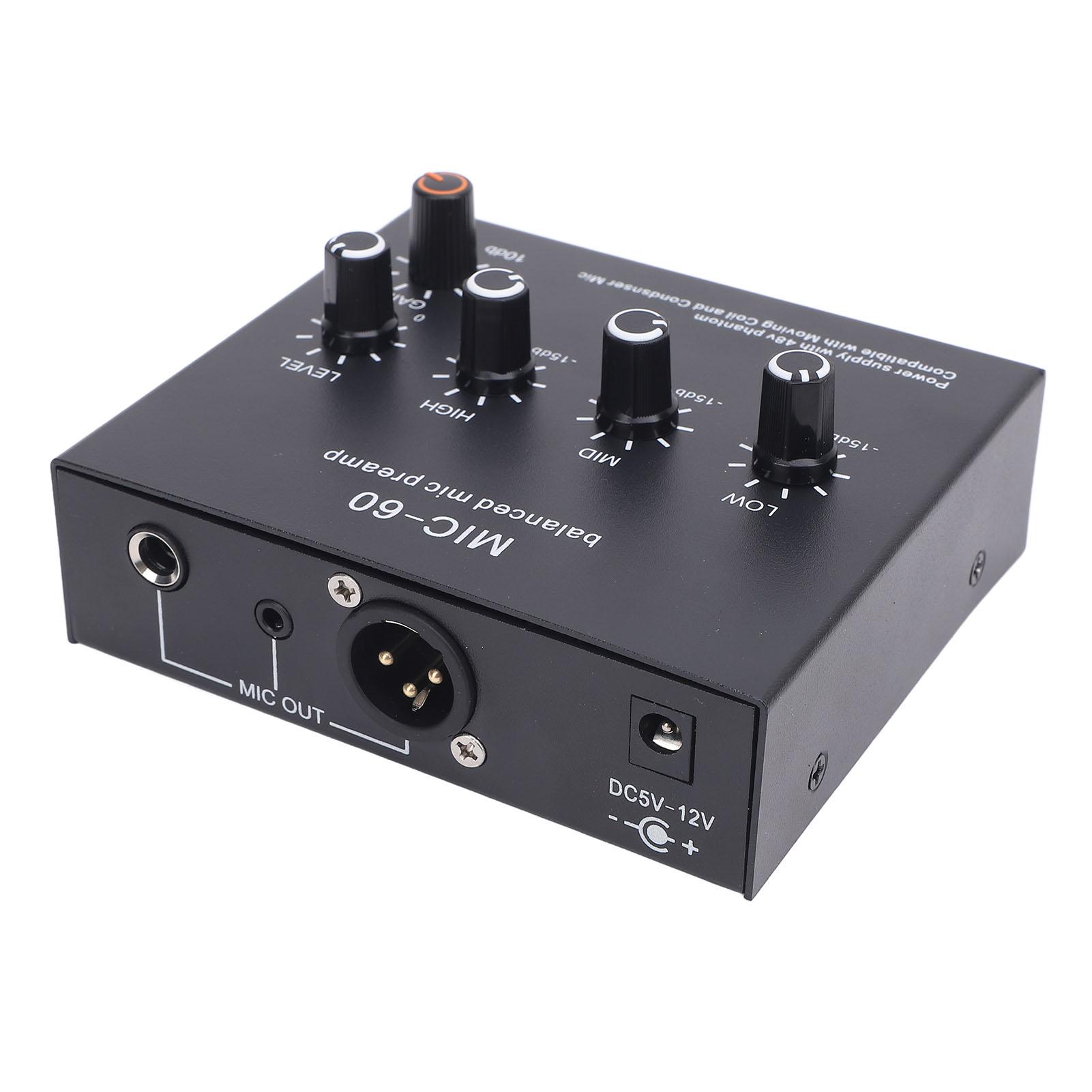 

Усилитель звука микрофонного предусилителя с 3 входами, усиление 60 дБ, 48 В, динамический микрофонный предусилитель для дома US Plug