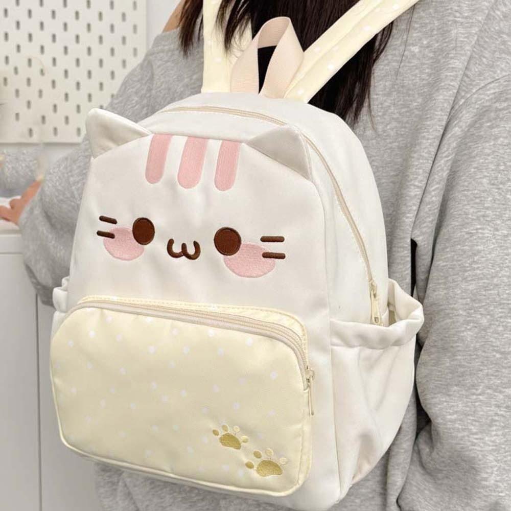 3D Ears Design Cartoon Schoolbag Large Capacity Kawaii Rucksack Cat Backpack Badge Collectors