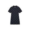 MLB New York Yankees Plaid Pattern Polo Collar Casual Sports Versatile Retro Short Sleeve Dress Women dresses Black 3FOPM0533-50BKS