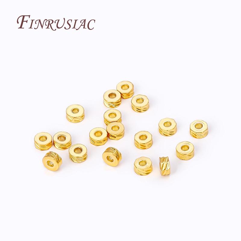 4MM 18K Gold Plated Brass Roundel Stripe Spacer Beads,Loose Beads Separators DIY Bracelet/Necklace Making Supplies Wholesale