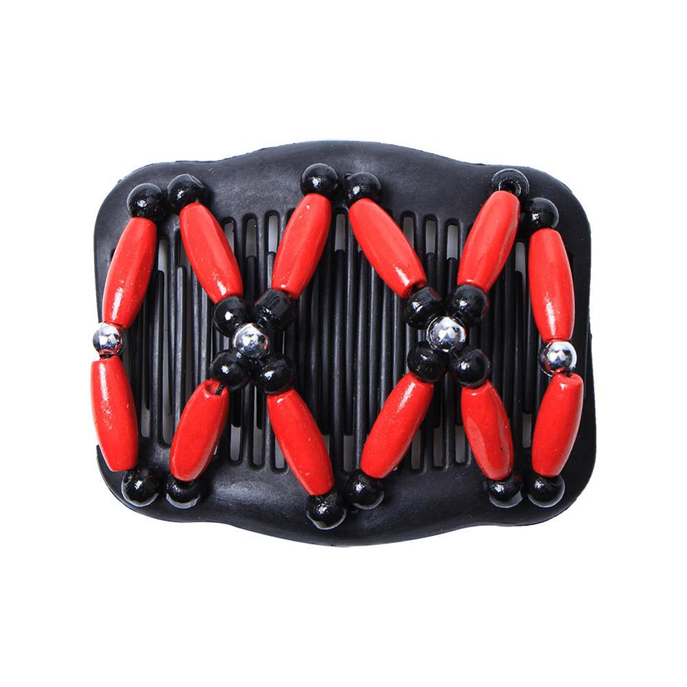 Fashion Women Stretchy Magic Comb Elasticity Hairpin Beads Double Comb Hair Device
