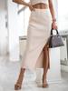 Elegant Ribbed Knit Slit Midi Skirt for Women - Summer Style