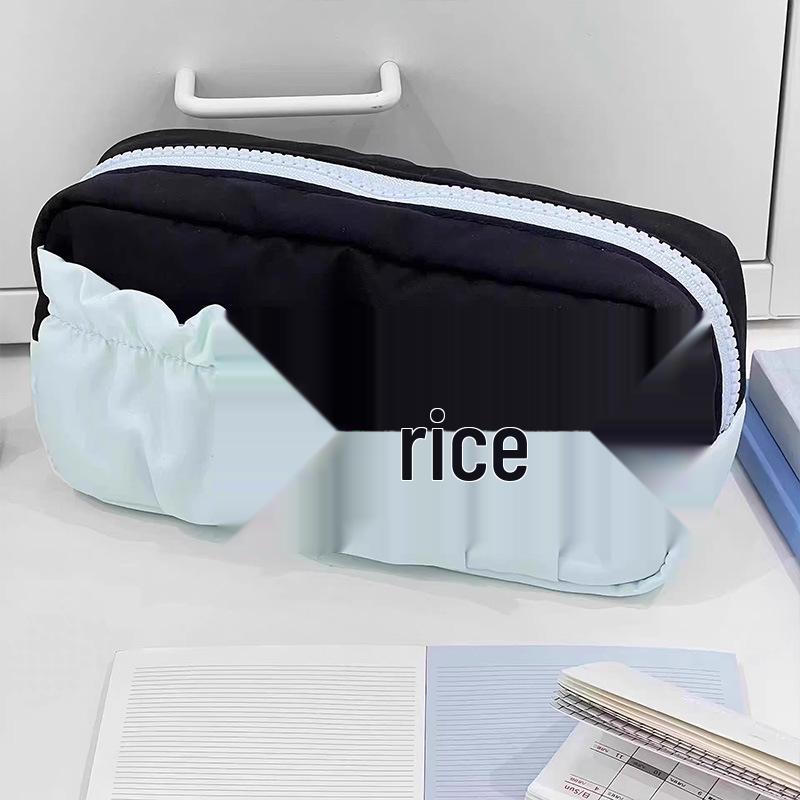 Black Butterfly Pencil Case with Sea Salt Design - Large Capacity Double Layer Stationery Bag for Girls