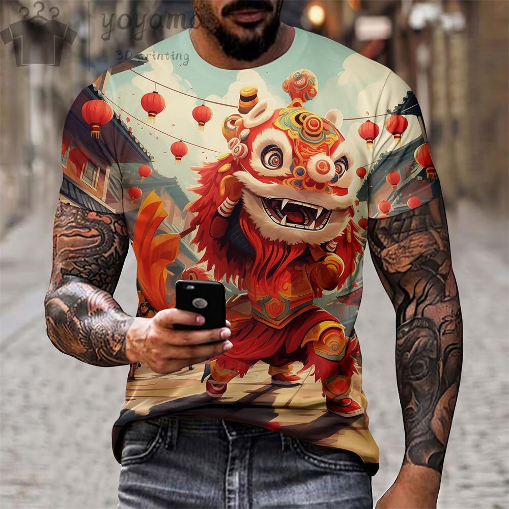 

Мужская модная футболка с принтом дракона на 3D-принте с коротким рукавом, летняя повседневная одежда, мужская персонализированная уличная одежда Harajuku, футболка с круглым вырезом 5XL