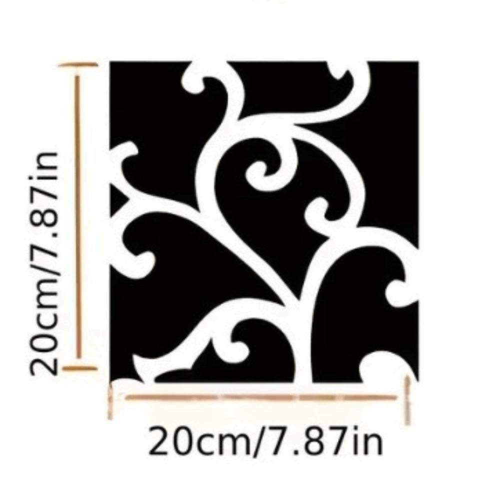 4pcs 20x20cm Mirror Wall Stickers Self Adhesive Slivery DIY Wall Art 3D Effect Removable Wall Decal Mural Stair Wall Decor