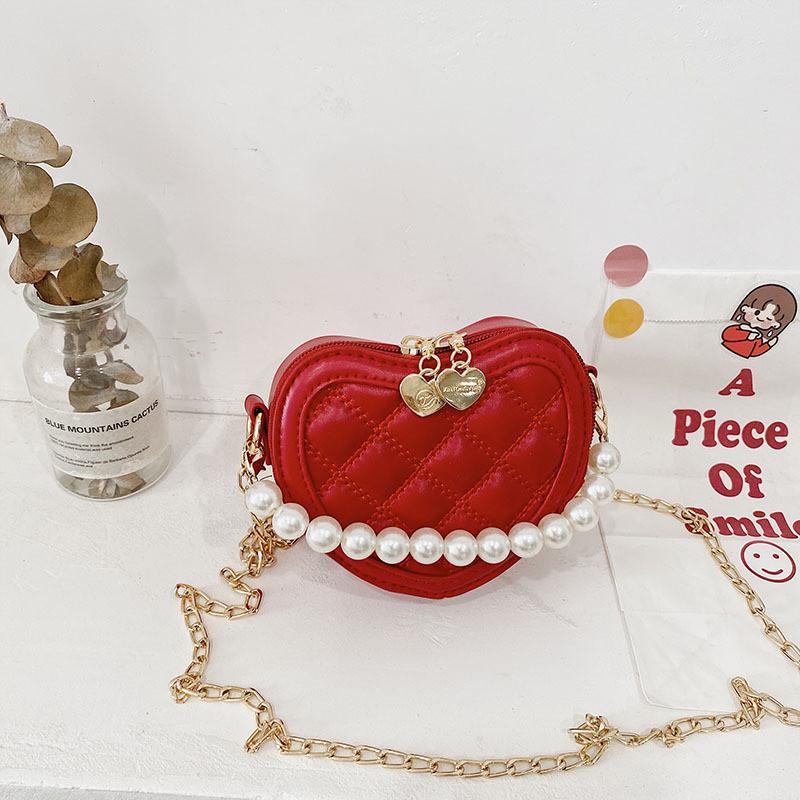 Adorable Heart-shaped Mini Crossbody Bag For Kids With Stylish Pearl Handle In Various Colors