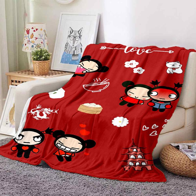 Chinese Doll P-Pucca Garu Blanket 3D Printed Cute Anime Cartoon Character Blanket Sofa Cover Blanket Air Conditioner Bed Sheet
