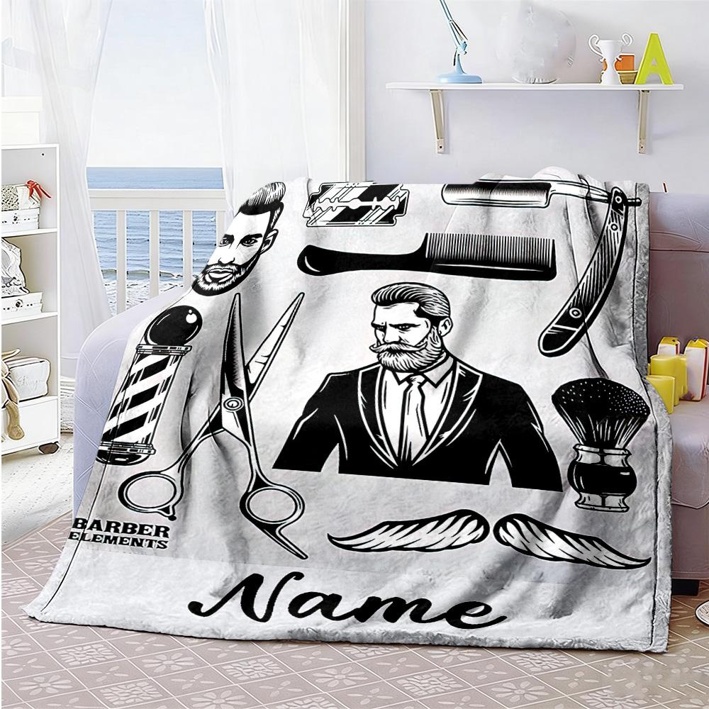 Haircut Elements Personalized Text Blanket Cozy Customizable Blanket Soft Warm Cozy Throw For Couch Chair Bedding Picnics Ideal for All Seasons