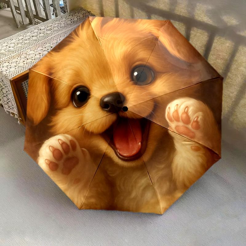 1 st Automatiskt Fällbart Paraply - Tecknat Mönster, Bärbar & Vikbar Design med 8 Ribbor, Jul- Födelsedagspresenter