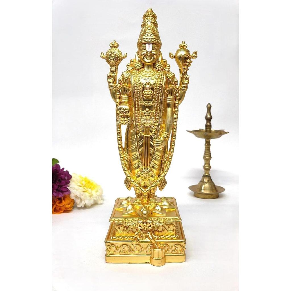 Lord Tirupati Balaji-statyett med Garuda-statyett för Mandir-bönerum Lord Vishnu Shree Venkateswara Swamy-staty Gud Balaji Heminredning Prydnadssak