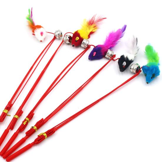 Teaser Stick Mouse Shape Interactive Plastic Cat Teaser Stick for Indoor