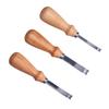 3pcs Wooden Handle Edge Skiving Tool Wide Mouth Leathercraft Trimmer  Leather Crafting
