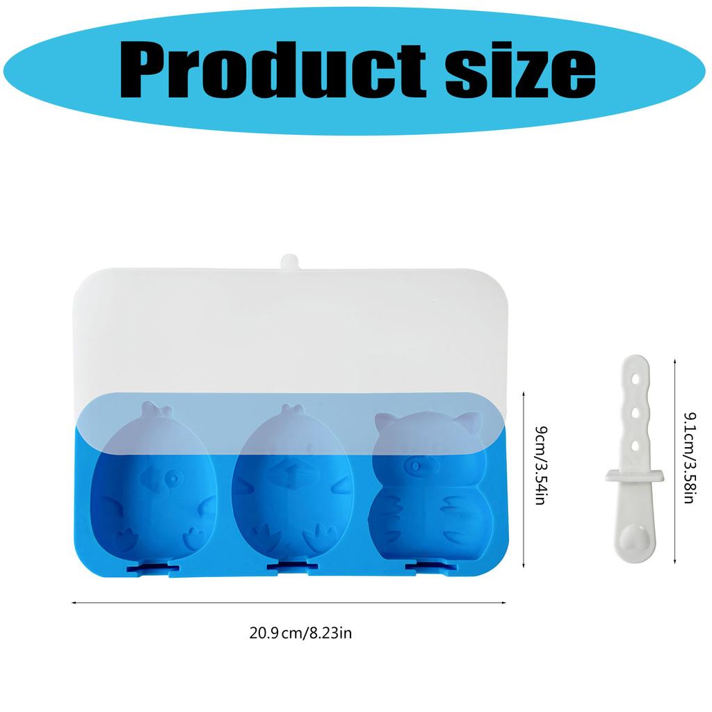 Heat Resistant Silicone Ice Cream Molds Set with Detachable Stick Creative 4 Compartments Popsicles Maker Tray