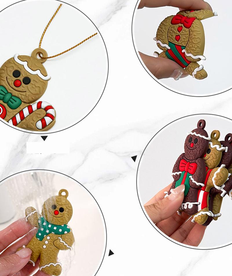 16pcs Gingerbread Man Ornaments, Hanging Christmas Tree Decorations, PVC Material, Festive Holiday Decor for Home & Party