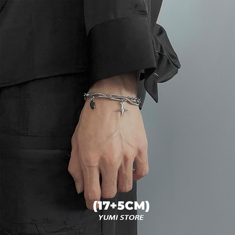 Unisex Punk Hop Hip Cross Star Pendant Necklace Titanium Steel Clavicle Chain Luxury Choker for Man Woman