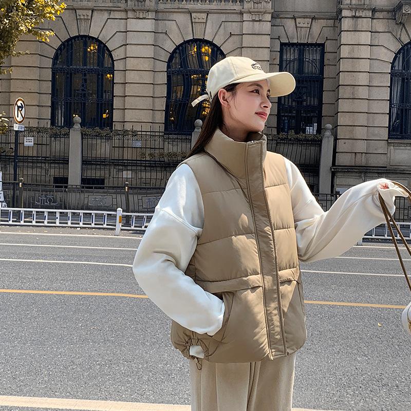 Irregular Pocket Down Cotton Vest Women's Fashion Loose and Thin Vest Vest Cotton Coat Warm Jacket Tide