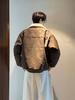 Men's American Style Tie-Dye Lamb Wool PU Leather Rivet Jacket