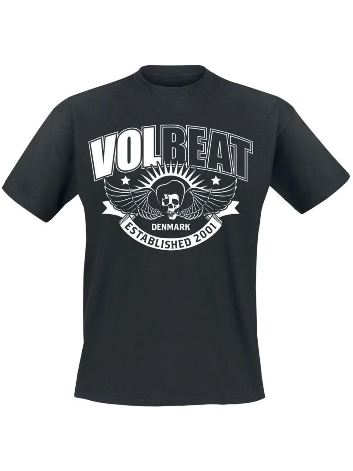Men S T-Shirt from Volbeat Featuring an Official Band Graphic - a Design with a Skull And Wings L