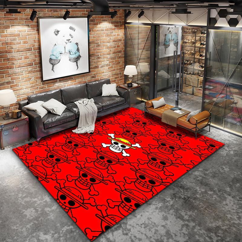 Tapis Tapis Tapis Pirates du Chapeau de Paille One Piece Pour Salon Chambre Maison Décoration de Canapé, Tapis de Sol Antidérapant pour Jouer aux Enfants