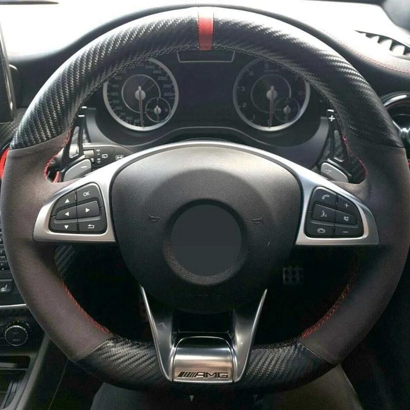 

Индивидуальный чехол на руль автомобиля, нескользящая замшевая оплетка для Mercedes-Benz A 45 AMG C 43 63 A-Class AMG CLA 45 S-Class Style 1