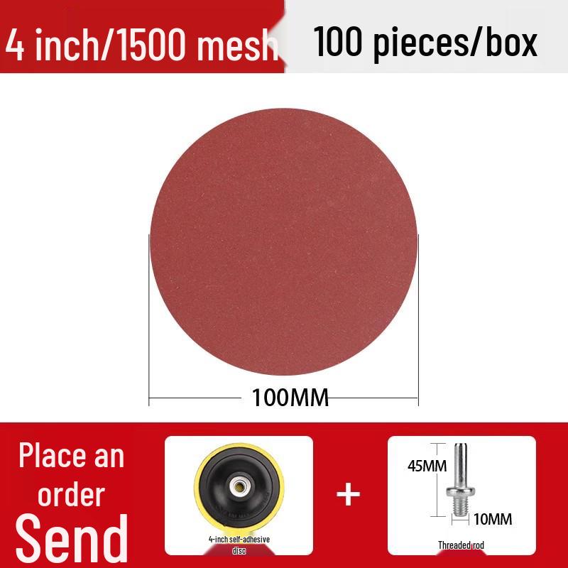 4-Inch Self-Adhesive Flocking Sandpaper Discs for Electric Drill & Angle Grinder – 100mm Polishing & Woodworking Tool.