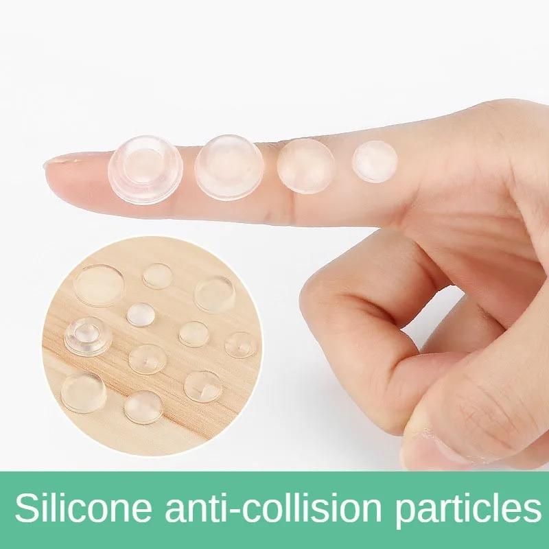 100pcs Transparent Soft Silicone Wall Protector Self-adhesive Door Handle Bumper Plug Non-slip Round Doors Stop Muffler Feet Pad