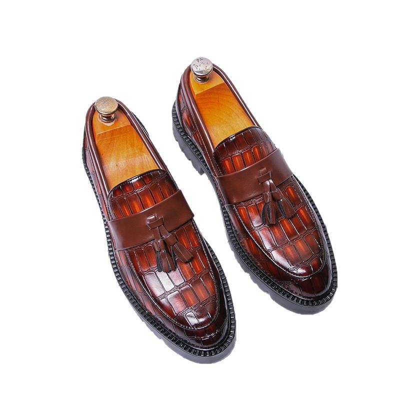 Herrenschuhe große Größe Herren Mokassins mit Fransen zum Hineinschlüpfen Businesskleid Lederschuhe Herren Außenhandel große Größe Freizeitschuhe