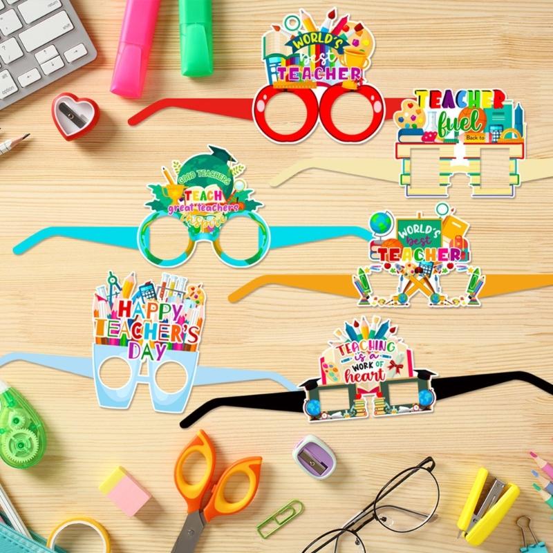 Set of 12 Teacher Appreciation Paper Eyeglasses Fun Teacher Eyewear for Fun and Festival Photo Booth Decorations