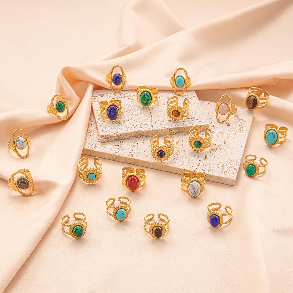 Edelstahlschmuck Pfauengrün Titanstahl mit Jadering Edelstahl Senior Sinn für Luxus Licht Farbverlust Sommer Weiblich