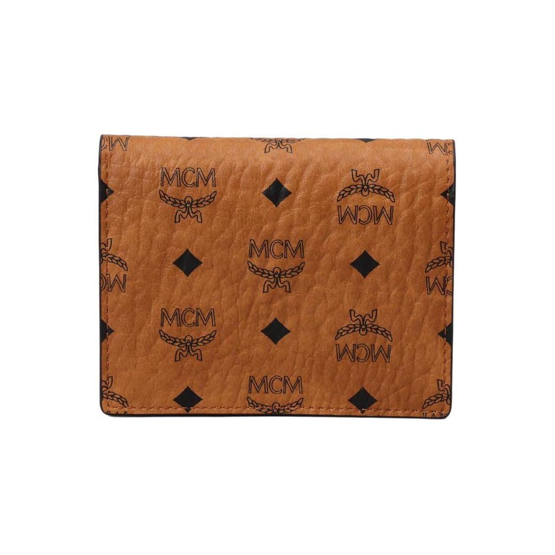 

MCM Aren 24K Gold Plated Metal Accessories Iconic Letter Combination Canvas And Napa Leather Wallet Mini Women wallet Cognac MXSDSTA02CO001 Basic Set (Bag+Dust Bag)