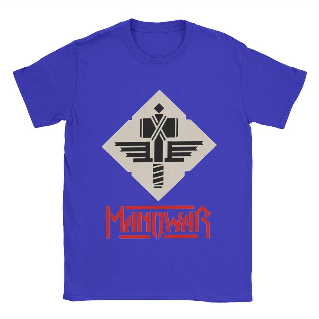 Herren T-Shirt Manowar Lässiges Reines Baumwoll T-Shirt Kurzarm T-Shirts O-Ausschnitt Tops 4XL 5XL