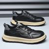 Fashion Fashion Casual Cow Leather Casual Sneakers for Men Spring Autumn New Designer Board Shoes Male Lace Solid Color Zapatos Hombre