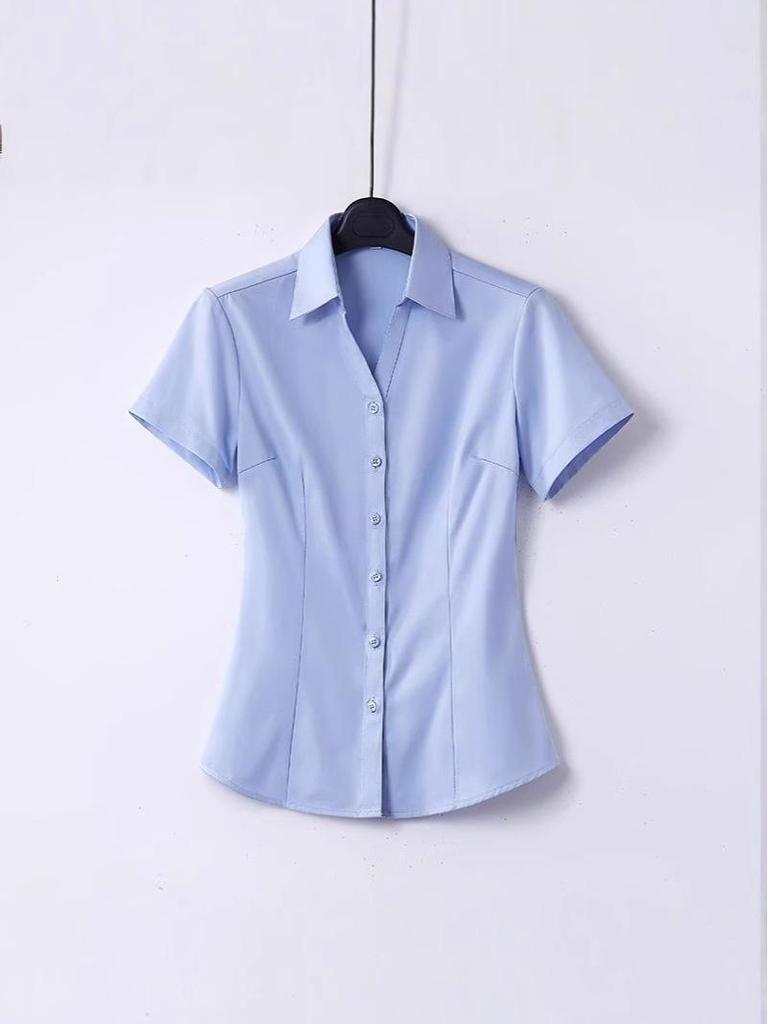 Women's Short-Sleeve White Shirt - Simple, Crisp, Versatile Workwear