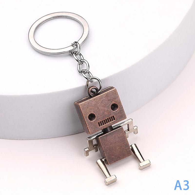 1/3Pcszinc Alloy Robot Keychain Joint Movable Movable Robot Keychain Retro Simple Cute Cartoon Pendant Keychain Chain Boy'S Gift