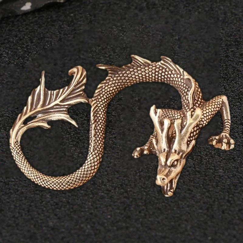 1Pc Brass Dragon Figurine Desktop Home Tea Pet Best Gift Wealth Cabinet Ornaments Decoration Figurine Brass Dragon Miniatures