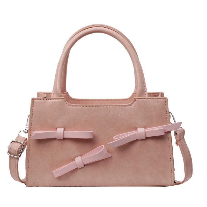 Chic Korean Style Bowknot Crossbody Bag In Black Beige Pink Silver For Women