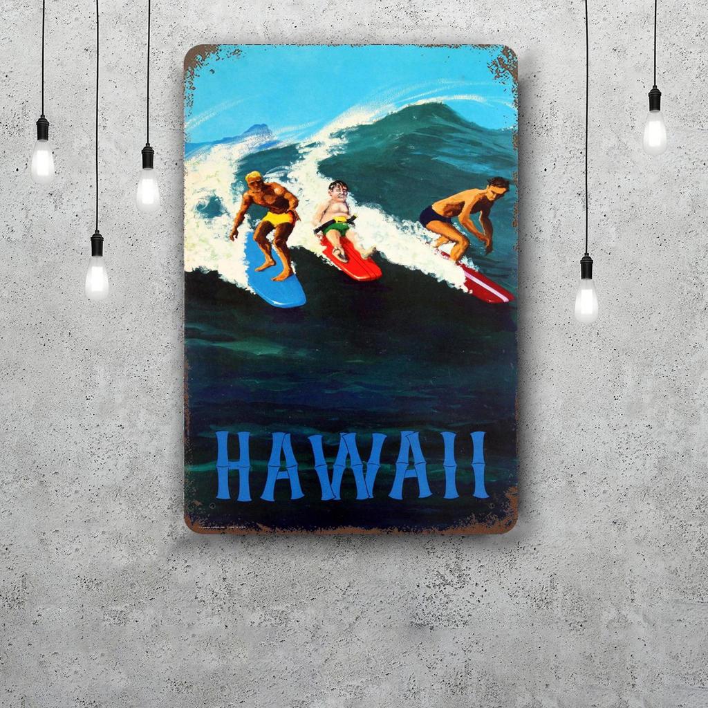 surfing Vintage Metal Tin Signs Posters Decor Retro Metal Plaque Wall Art Decor for Garage Bar