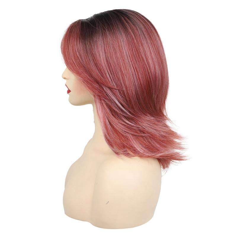 Synthetic Medium Wig for Women Mixed Brown Hair Bobs Natural Salt and Pepper Wig  Ladies Mommy Wigs Cosplay Party Heat Resistant