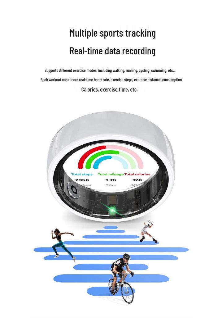 R12 All-Weather Ceramic Smart Ring: Health, Pedometer, Heart Rate & Sleep Monitor
