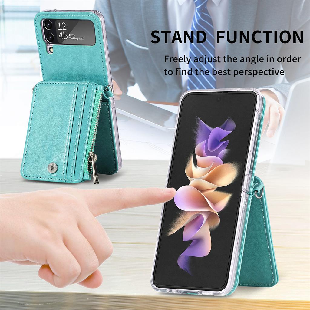 For Samsung Galaxy Z Flip4 Card Holder Cell Phone Case for Samsung Galaxy Z Flip4 Flip 4 5G Flip3 Flip 3 Full Protection Cover