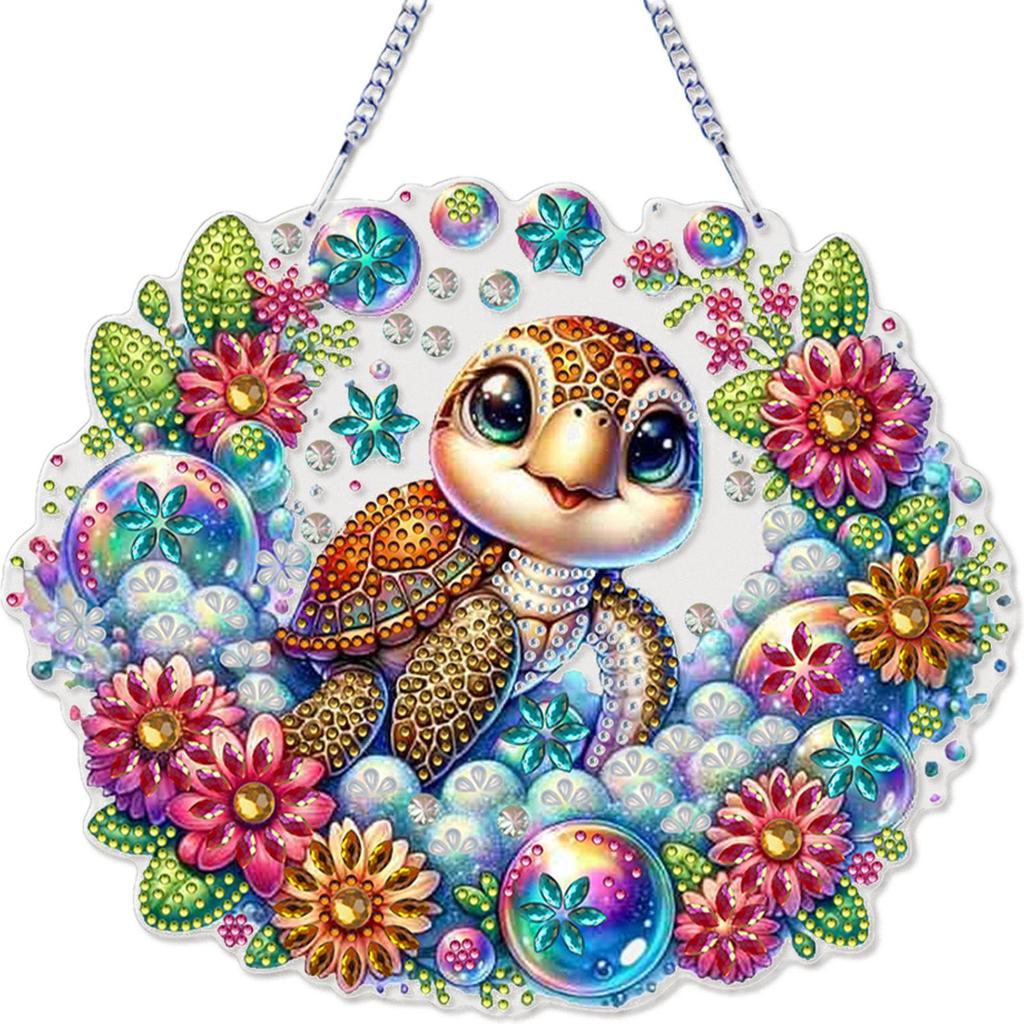 Diamond Art Window Pendants Double Sided Special Shaped Cute Animal Rhinestone 5D DIY Diamond Art Hanging Decor for Adults