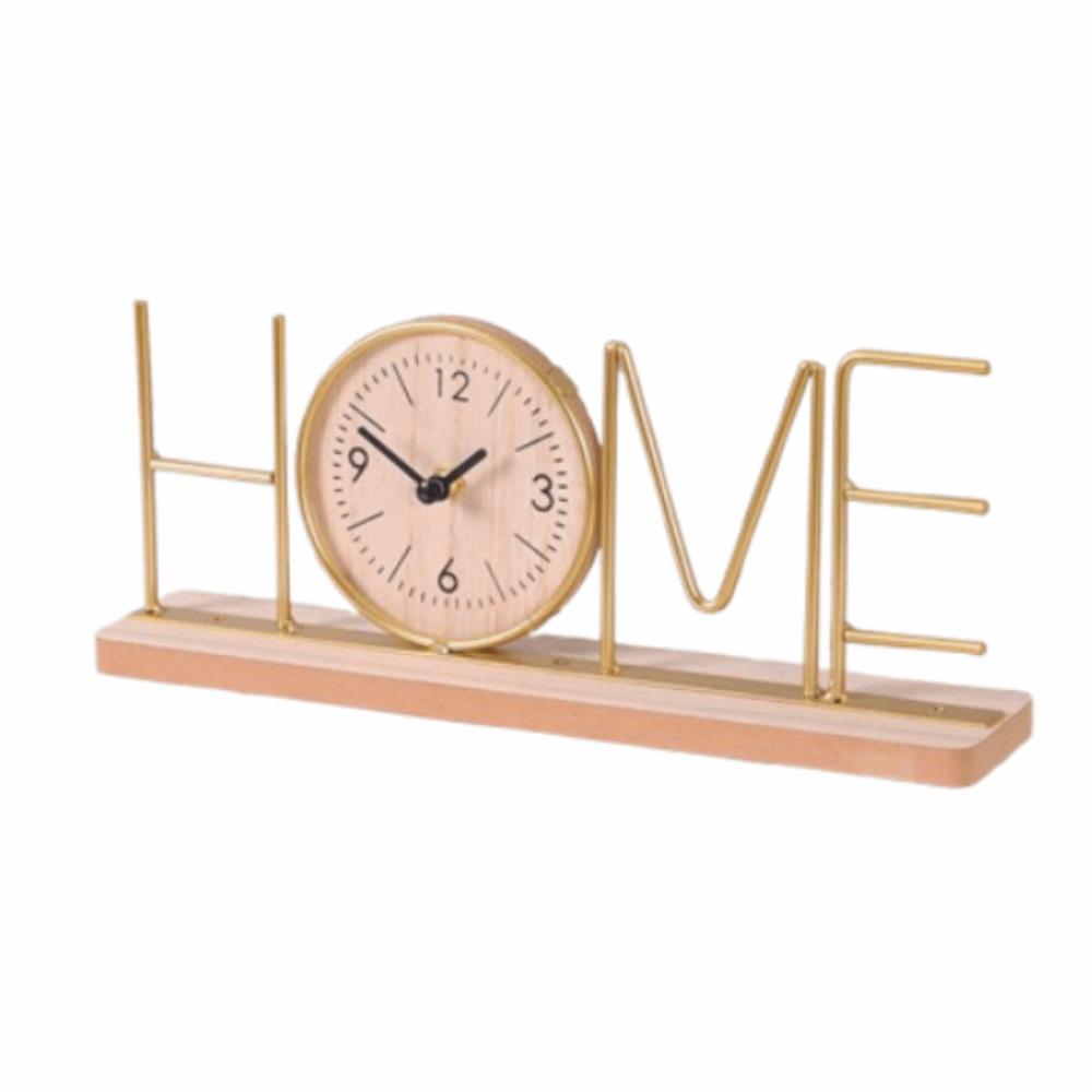 Minimalist Iron Craft Clock Creative Wood Retro Clock Simple European Desk Clock  Office Decor