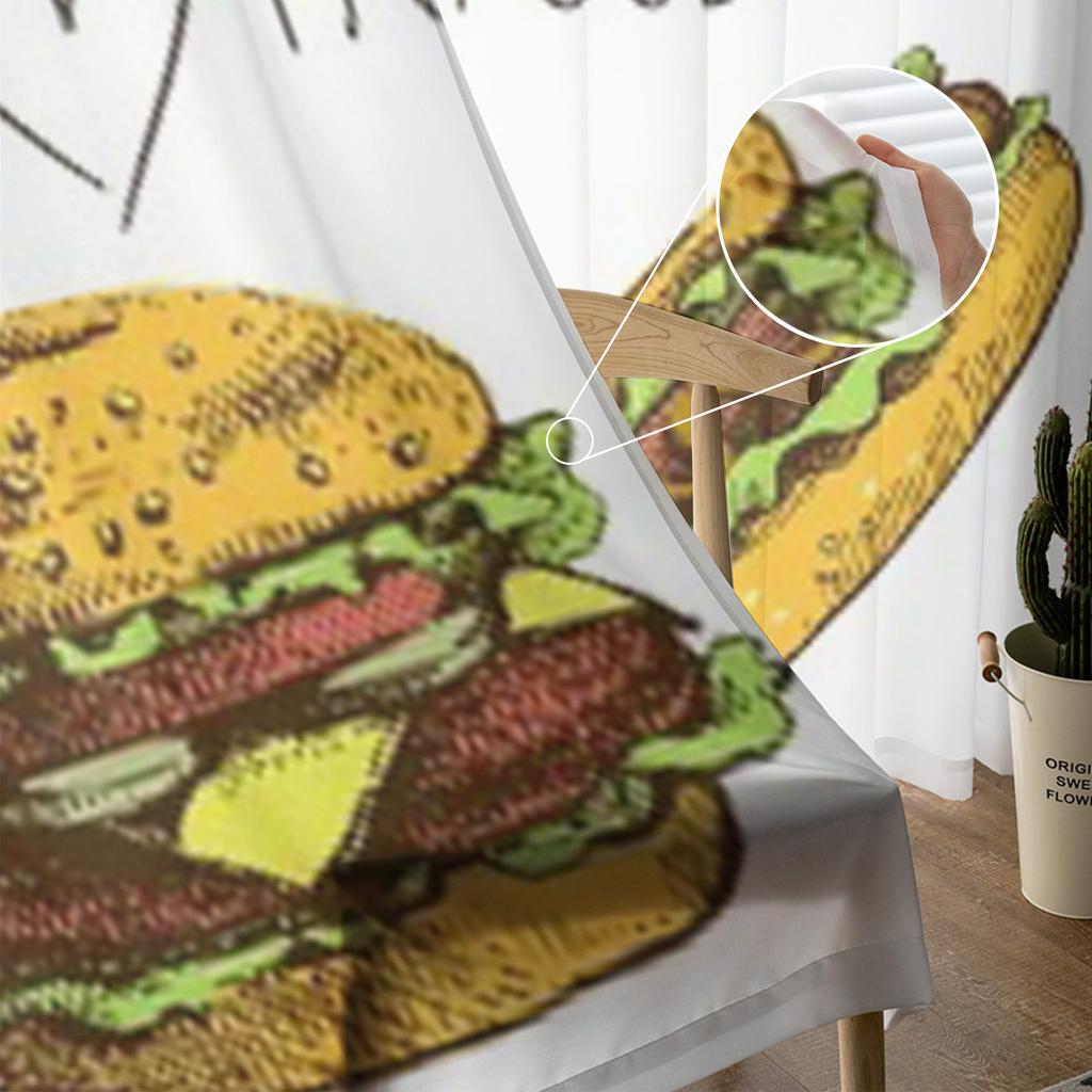 Food Hand Drawn Sheer Curtains For Bedroom Living Room Tulle Curtains For Kitchen Window Voile Curtains