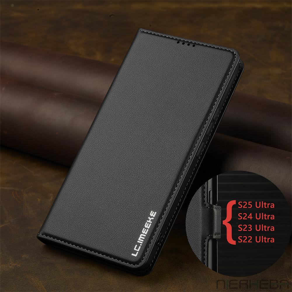 Husă din piele cu flip pentru Samsung Galaxy A15 A35 A55 A14 A34 A54 A56 A16 A36 S25 S24 S23 Ultra S22 S21 Plus S20 FE, husă cu card de telefon