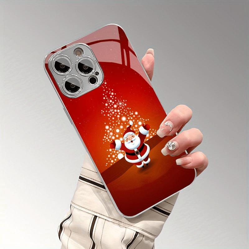 Christmas Santa Claus Snowman Pattern Electroplated Silver Phone Case For Samsung Galaxy S25 S24 S23 Ultra Plus FE Glass Cover