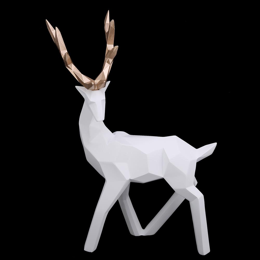 2 Stück Moderne Harz Hirsch Statue Skulptur Heim Desktop Schrank Ornamente Dekoration (golden)