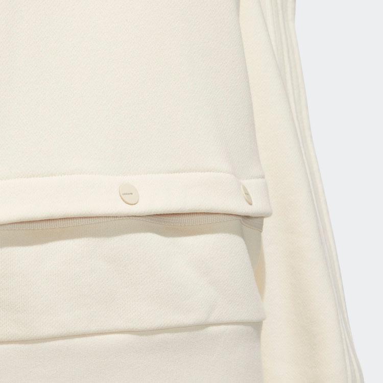 adidas Originals Solid Color Crew Neck Snap Sweatshirt Women Sweatshirt Yellow White HH9456
