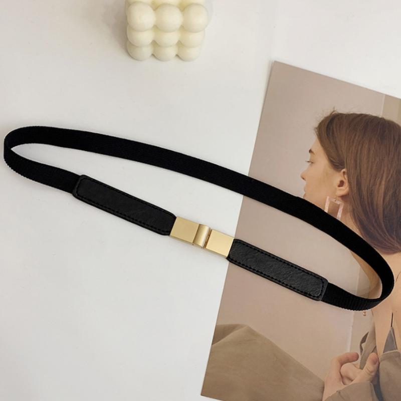 Elegant Vintage Waist Chain Belts Women's Korean Style Sweater Jacket Hooks Elastic Slim Fit Leather Belt