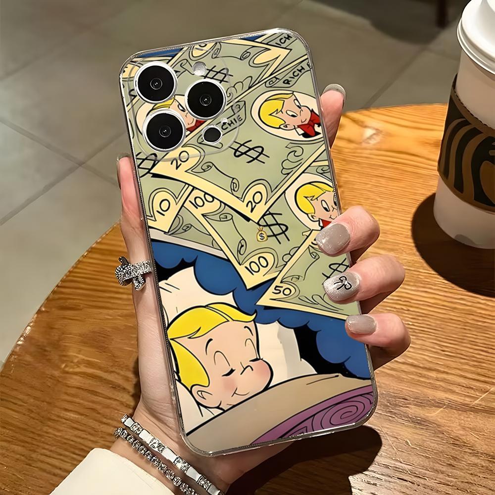 

Cartoon Richie Rich Phone Case For Iphone 15 Pro Max 14 Plus 11 12 Mini 13 Pro 7 8 X XR XS SE Transparent Back Cover iPhone13 mini